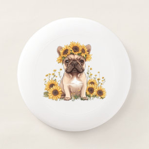 French Bulldog Surrounded By Sunflowers Wham-O Frisbee