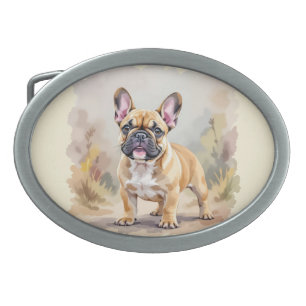 French Bulldog Tan Fawn-Colored Cute Frenchie Dog Belt Buckle