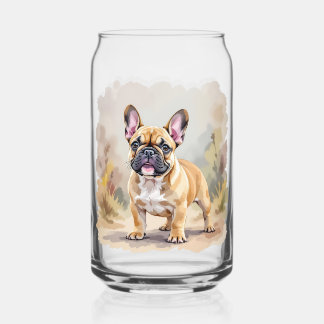 French Bulldog Tan Fawn-Colored Cute Frenchie Dog Can Glass