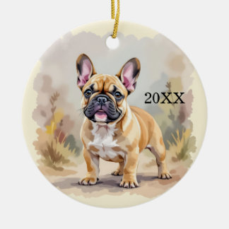 French Bulldog Tan Fawn-Colored Cute Frenchie Dog Ceramic Ornament