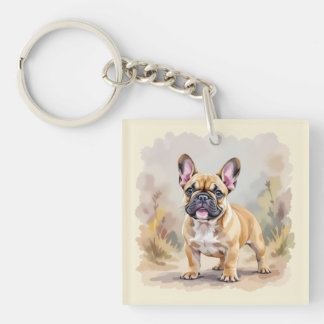 French Bulldog Tan Fawn-Colored Cute Frenchie Dog Keychain