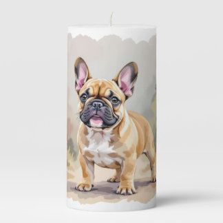 French Bulldog Tan Fawn-Colored Cute Frenchie Dog Pillar Candle