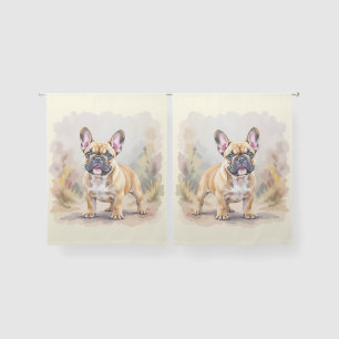 French Bulldog Tan Fawn-Colored Cute Frenchie Dog Sheer Curtains