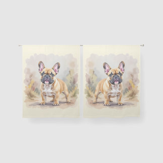 French Bulldog Tan Fawn-Colored Cute Frenchie Dog Sheer Curtains