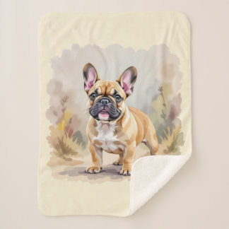 French Bulldog Tan Fawn-Colored Cute Frenchie Dog Sherpa Blanket