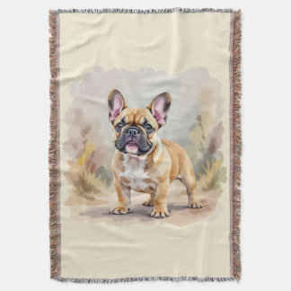 French Bulldog Tan Fawn-Colored Cute Frenchie Dog Throw Blanket