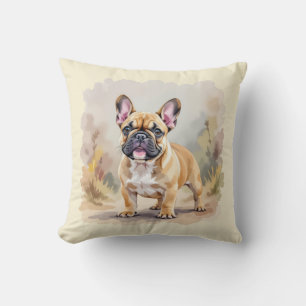 French Bulldog Tan Fawn-Colored Cute Frenchie Dog Throw Pillow