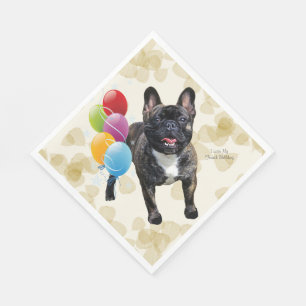 French Bulldog Tan Leaves and Balloons Paper Napkins