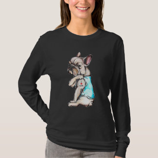 French Bulldog Tattoo I Love Mom  Dog Mother's Day T-Shirt
