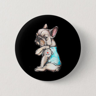 French Bulldog Tattoo I Love Mom Funny Dog Mothers Button