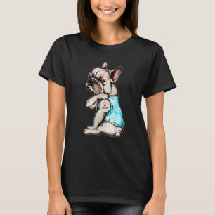French Bulldog Tattoo I Love Mom Funny Dog T-Shirt