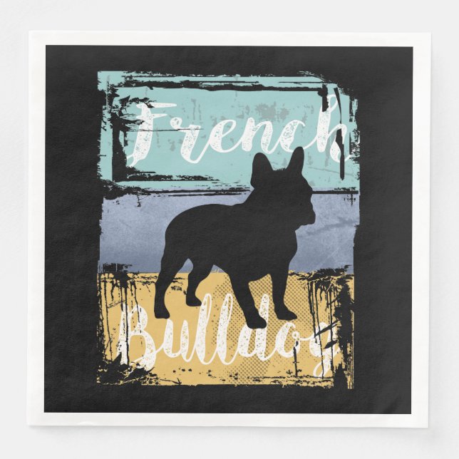 French Bulldog Tee - Retro French Bulldog Dog Paper Dinner Napkins (Front)