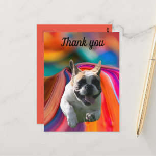 French Bulldog thank you postcard