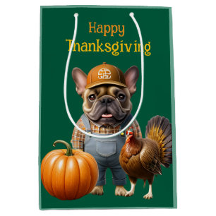 French Bulldog Thanksgiving French Bulldog Medium Gift Bag
