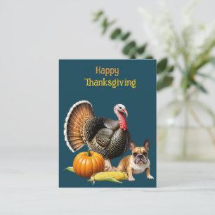 French Bulldog Thanksgiving French Bulldog Postcard