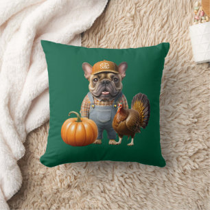 French Bulldog Thanksgiving French Bulldog Throw Pillow