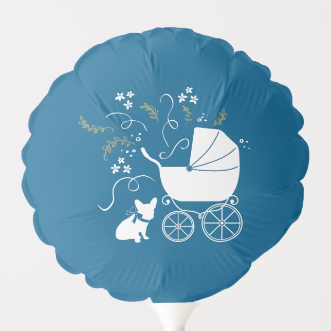 French Bulldog Theme Party - Baby Shower Blue Balloon (Front)