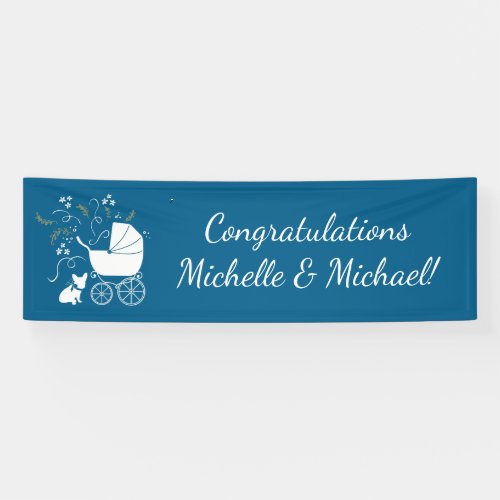 French Bulldog Theme Party _ Baby Shower Blue Banner