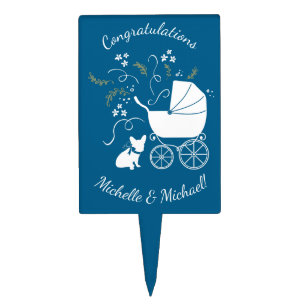 French Bulldog Theme Party - Baby Shower Blue Cake Topper