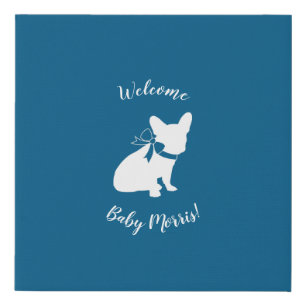 French Bulldog Theme Party - Baby Shower Blue Faux Canvas Print