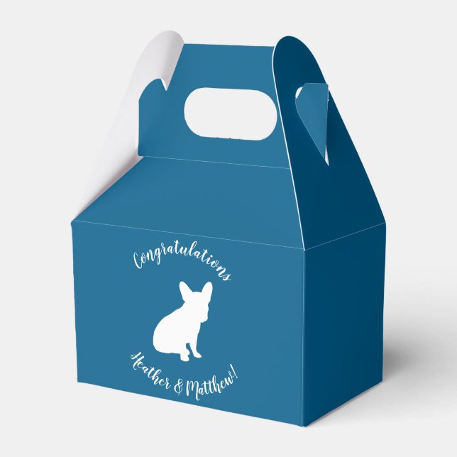 French Bulldog Theme Party - Baby Shower Blue Favor Boxes (Front Side)