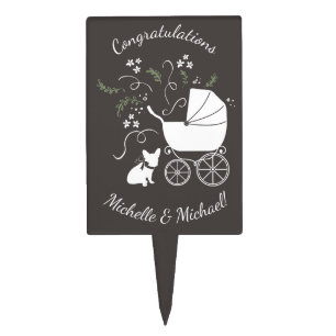 French Bulldog Theme Party - Baby Shower Neutral Cake Topper