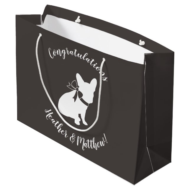 French Bulldog Theme Party - Baby Shower Neutral Large Gift Bag (Back Angled)