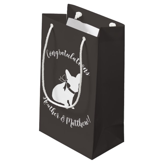 French Bulldog Theme Party - Baby Shower Neutral Small Gift Bag (Back Angled)