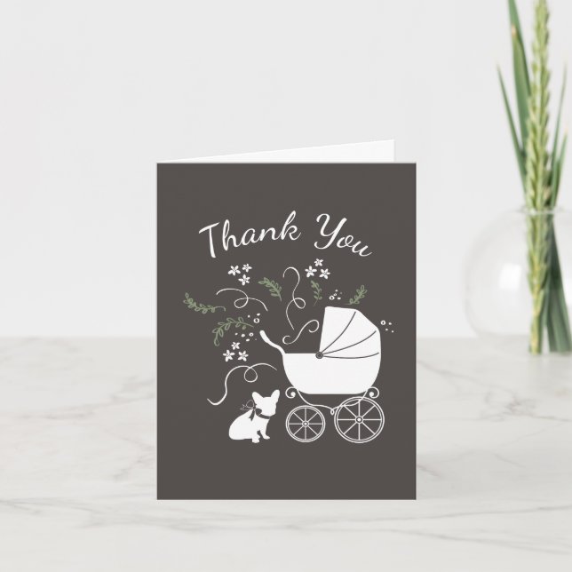 French Bulldog Theme Party - Baby Shower Neutral Thank You Card (Front)