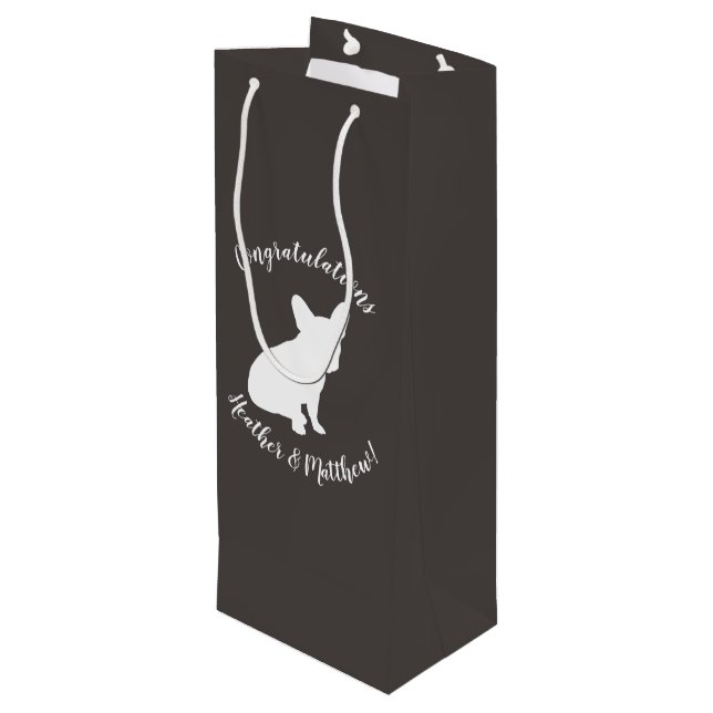 French Bulldog Theme Party - Baby Shower Neutral Wine Gift Bag (Back Angled)
