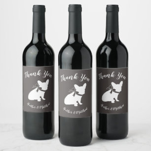 French Bulldog Theme Party - Baby Shower Neutral Wine Label