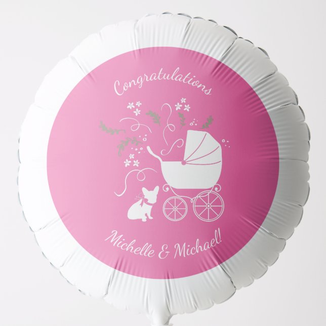 French Bulldog Theme Party - Baby Shower Pink Balloon (Front)