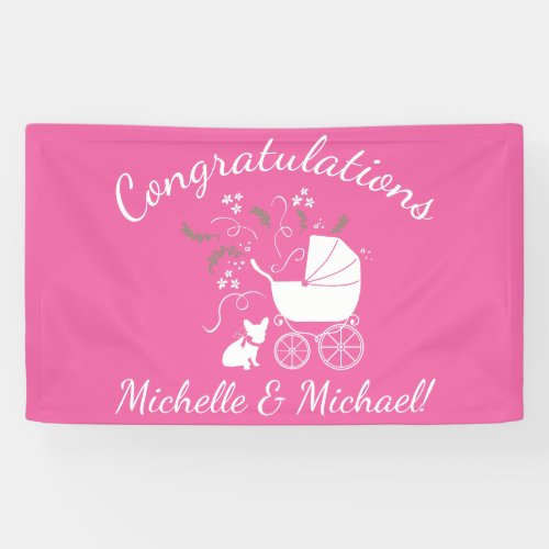 French Bulldog Theme Party _ Baby Shower Pink Banner