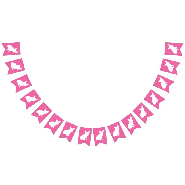 French Bulldog Theme Party - Baby Shower Pink Bunting Flags (All)