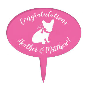 French Bulldog Theme Party - Baby Shower Pink Cake Topper