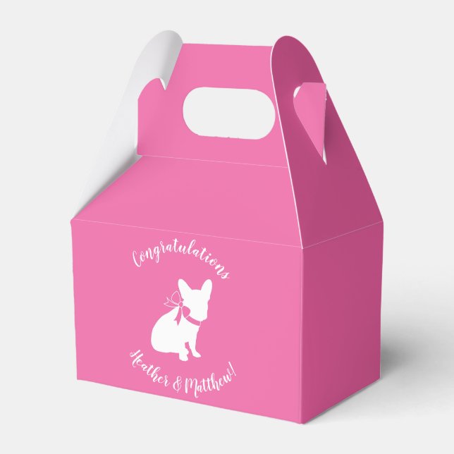French Bulldog Theme Party - Baby Shower Pink Favor Boxes (Front Side)