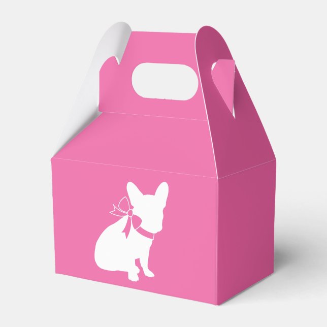 French Bulldog Theme Party - Baby Shower Pink Favor Boxes (Front Side)