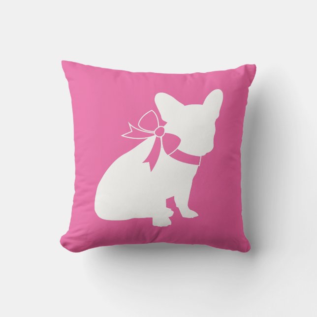 French Bulldog Theme Party - Baby Shower Pink Throw Pillow (Front)