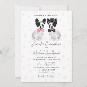 French Bulldog theme paw heart dog wedding Invitation