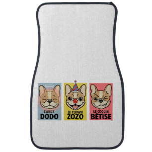 French Bulldog Three Moods Car Floor Mat