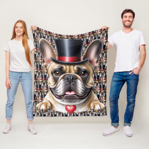 French Bulldog Top Hat French Bulldog Fleece Blanket