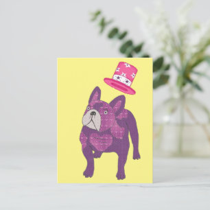 French Bulldog Top Hat French Bulldog Postcard