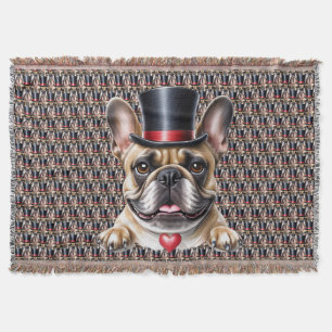 French Bulldog Top Hat French Bulldog Throw Blanket