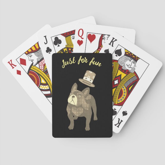 French Bulldog Top Hat New Year's Poker Cards (Back)