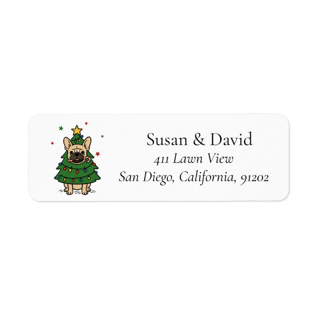 French Bulldog Tree Christmas Pet Dog Label (Front)