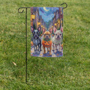 French Bulldog Trick-or-Treating Halloween Costume Garden Flag
