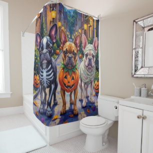 French Bulldog Trick-or-Treating Halloween Costume Shower Curtain
