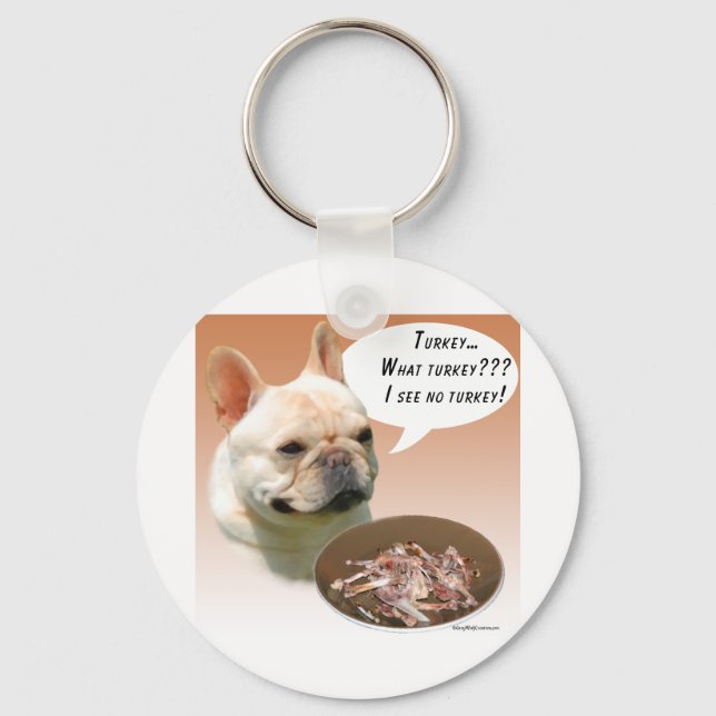 French Bulldog Turkey Keychain (Front)