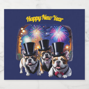 French Bulldog Tuxedo New Year Sparkling Wine Label