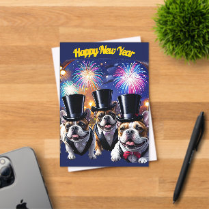 French Bulldog Tuxedo New Year's Acrylic Invitations